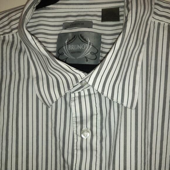 Bruno New York Embroidery Men's Shirt Sz 4XLB Black White Striped Stretch Pocket - Picture 4 of 16